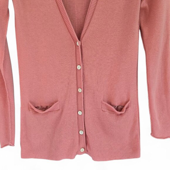 Banana Republic Womens Coral Button-Front Silk Blend Cardigan Sweater - Picture 4 of 7